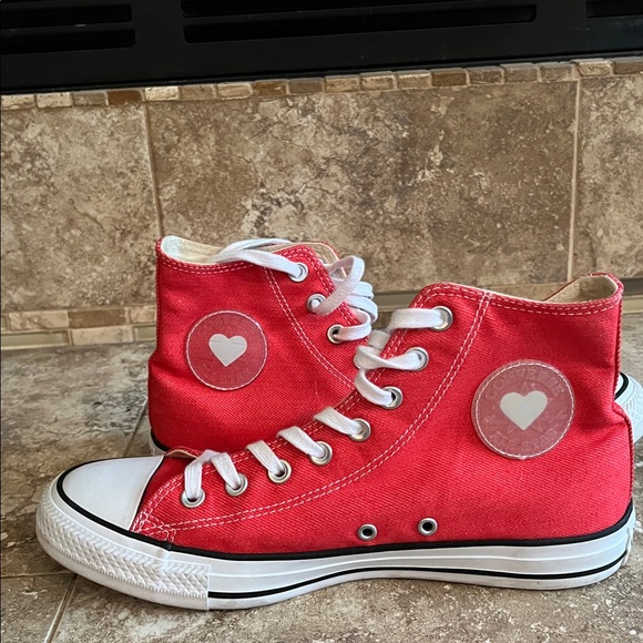 Converse All Stars Shoes - Converse Chuck Taylor All Star Red High-Top Sneakers with Heart Detail